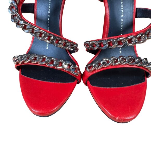 Giuseppe Zanotti Red Snake Chain Alien Stiletto High Heel Sandals Size 37 - Picture 6 of 10